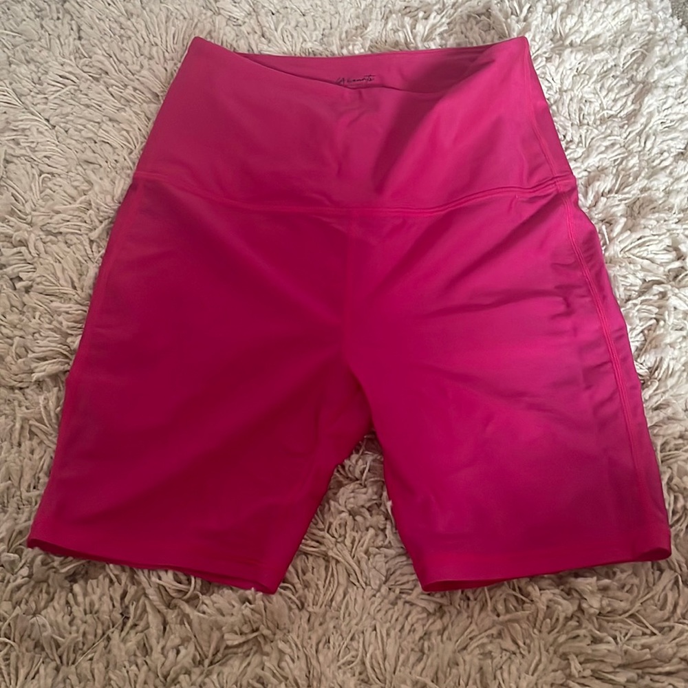 Hot pink shiny biker shorts
